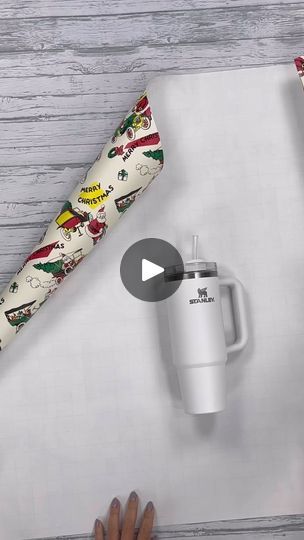 Wrapping A Tumbler Gift, How To Wrap A Mug Gift, How To Wrap A Stanley Cup, How To Wrap, Cup Wrap, Cup Gifts, Stanley Cup, Holiday Fun, Gift Wrap