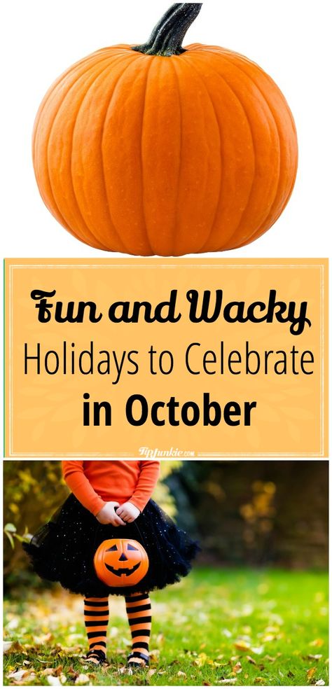 Fun and wacky holidays to celebrate in October National Celebration Days, National Holiday Calendar, October Celebrations, Silly Holidays, Monthly Celebration, October Fest, Fall Themes, October Holidays, Fun Holidays