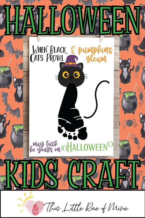 Footprint Art, Halloween Crafts For Kids, Cat Crafts, Pumpkin Halloween, Black Cats, Halloween Cat, Halloween Kids, Halloween Pumpkins, Pumpkins