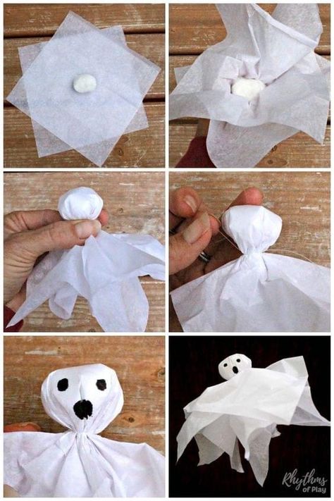 Diy Halloween Ghost Decorations, Halloween Ghost Craft, Diy Ghost Decoration, Diy Halloween Ghosts, Dekoratívne Vence, Dekorasi Halloween, Bricolage Halloween, Ghost Crafts, Deco Halloween