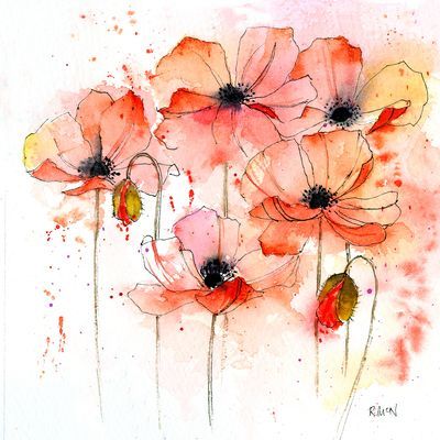 Wild Poppies, Flowers Drawing, Decorative Ideas, Minimalist Tattoos, Loose Watercolor, Watercolor Flower Art, Watercolor Painting Techniques, Hur Man Målar, 수채화 그림