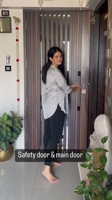 Main Door Design With Safety Door, Ms Door Design Modern, Main Door And Safety Door Designs, Main Door With Safety Door Design, Wooden Safety Door Design, Jaali Door Design Wooden, Safety Door Design Entrance For Flat, Safety Door Design Entrance, Jaali Door