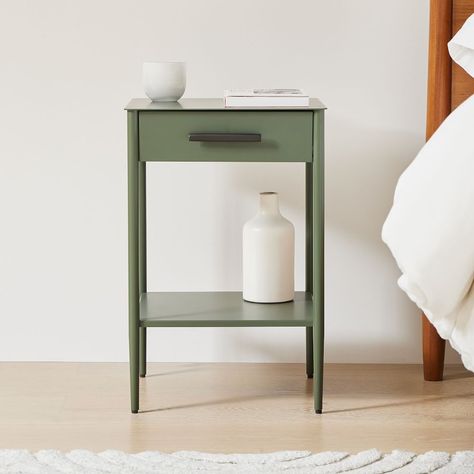 Metalwork Nightstand | West Elm Metalwork Nightstand, Marble Nightstand, Green Nightstands, Modern Bedside Tables, Modern Nightstands, Metal Nightstand, Mid Century Nightstand, Small Nightstand, Modern Bedside