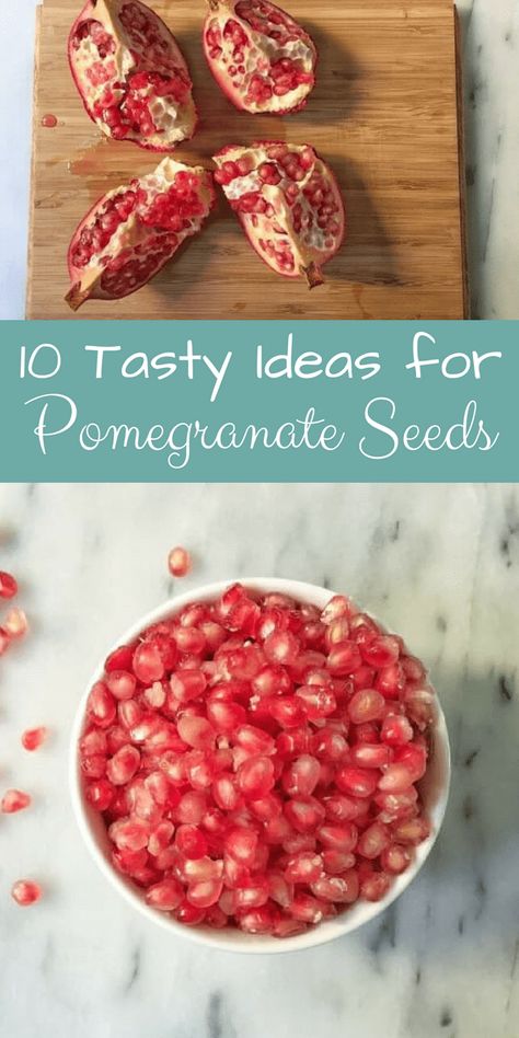 Pomegranate Snack Ideas, Baking With Pomegranate Seeds, What To Make With Pomegranate Seeds, Uses For Pomegranate Seeds, How To Eat Pomegranate Seeds, Pomegranate Seed Recipes, Recipes Using Pomegranate Seeds, Pomegranate Arils Recipe, Pomogranette Recipes