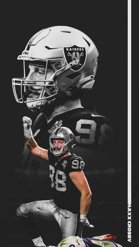 Download Maxx Crosby Grayscale Portrait Poster Wallpaper | Wallpapers.com Marsoc Raiders Wallpaper, Raiders Wallpaper Iphone, Maxx Crosby Raiders Wallpaper, Raiders Pictures, Max Crosby, Raiders Logo Wallpapers, Grayscale Portrait, Raiders Football Humor, Lv Raiders