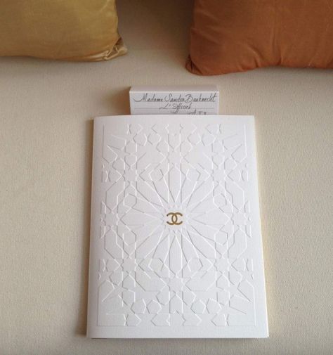 Chanel Packaging Design, Fashion Show Invitation Card, Chanel Invitation, Fashion Week Invitation, Show Invitation, Fashion Show Invitation, Gold Packaging, Dubai Wedding, Chanel Cruise