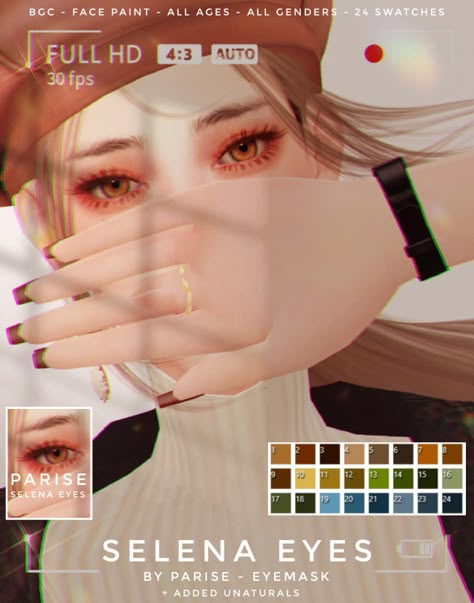 Roli Cannoli CC Findz Corner — ts4-parise:   ✨ SELENA EYES - EYE MASK   ✨   I... Sims 4 Cc Eyes, The Sims 4 Skin, Makeup Cc, Pelo Sims, The Sims 4 Packs, Sims 4 Cc Makeup, Sims 4 Body Mods, Sims 4 Gameplay, Sims 4 Dresses