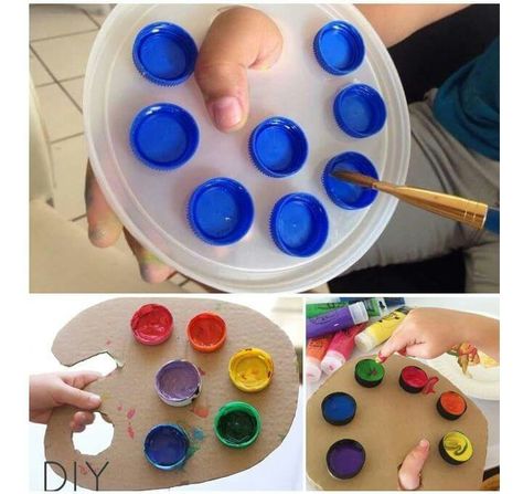 Diy paint palette Diy Paint Palette, March Preschool, Toddler Painting, Painting Portraits, Expressing Love, Upcycled Art, Artist Palette, Pallet Crafts, Pallet Painting