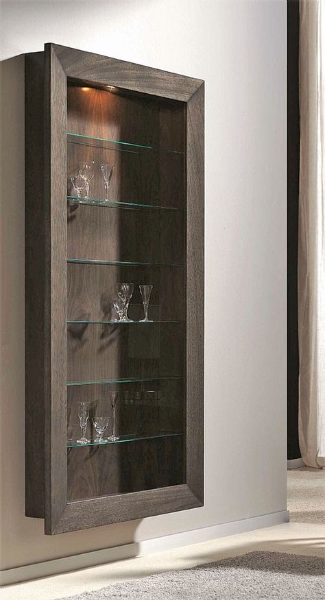 Shallow Hanging Wall Display Cabinet Display Kitchen Cabinet, Glass Cabinet Display, Kitchen Cabinet Diy, Trophy Cabinets, Before And After Makeover, Wall Mounted Display Cabinets, Display Cabinet Design, Wall Display Cabinet, Cabinet With Glass Doors