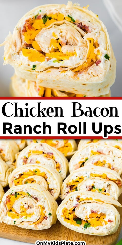 Chicken Bacon Ranch Pinwheels, Bacon Ranch Pinwheels, Chicken Bacon Cheese, Ranch Pinwheels, Appetizers Cold, Pinwheel Recipes, Easy Wrap, Chicken Bacon Ranch, Bacon Ranch