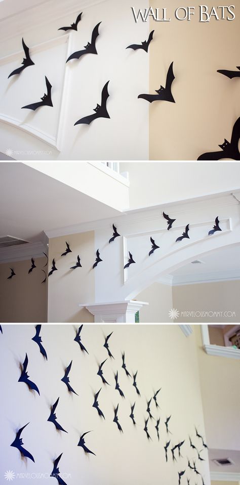 45 Breathtaking And Effortless DIY Halloween Decorations Spooky Diy Halloween Decor, Strašidelný Halloween, Diy Halloween Dekoration, Uhyggelig Halloween, Dekorasi Halloween, Halloween Office, Halloween Bat Decorations, Easy Diy Halloween Decorations, Flying Bats