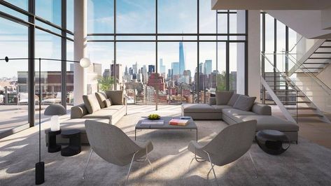 $40.5M Soho Penthouse Is This Week's Most Expensive New Listing | realtor.com® Avengers Tower, Manhattan Penthouse, Nyc Penthouse, Penthouse Design, New York Penthouse, House Essentials, Cora Reilly, Renzo Piano, Floyd Mayweather