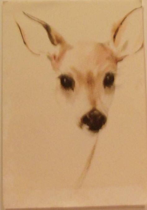 Deer Watercolor from carolines-collectibles on Ruby Lane Deer Tattoo Designs Sketches, Deer Face Tattoo, Deer Art Drawing, Fawn Watercolor, Deer Paintings, Deer Eyes, Deer Face, Deer Watercolor, Ideas For Painting