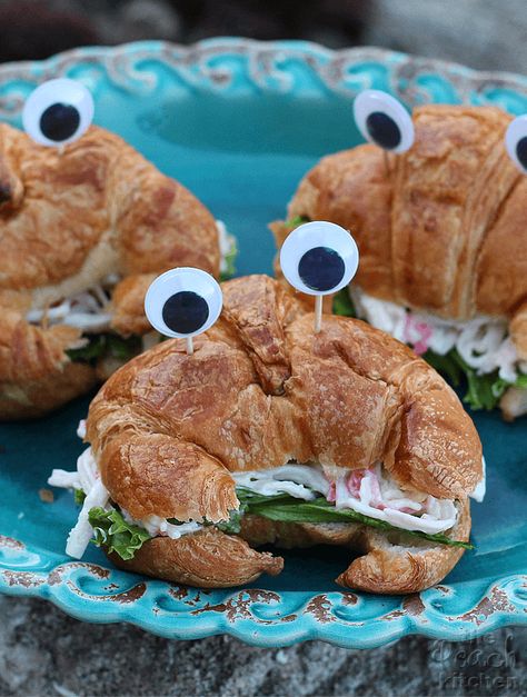 Crab Sandwiches that everyone can enjoy: Nautical Desserts, Crab Cupcakes, Crab Salad Sandwich, Sandwiches Ideas, Crab Sticks, Crab Sandwich, Luau Food, Healthy Halloween Food, Nemo Party