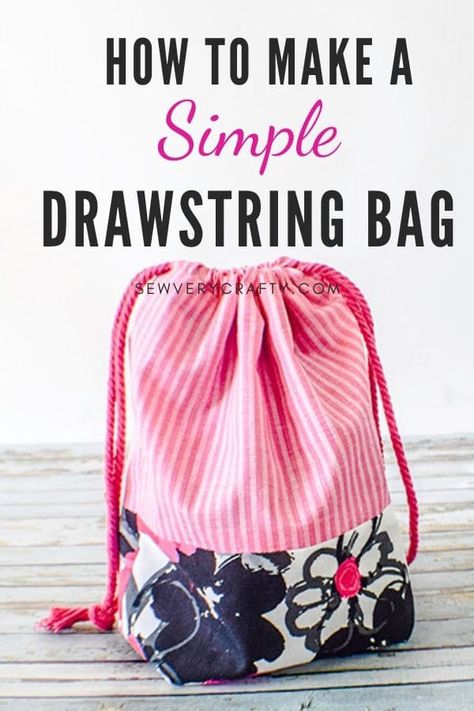 How to Make a Drawstring Pouch - Simple Drawstring Bag, Drawstring Bag Tutorials, Drawstring Bag Pattern, Diy Sy, Pouch Sewing, Sew Ins, Tote Bags Sewing, Costura Diy, Beginner Sewing Projects Easy