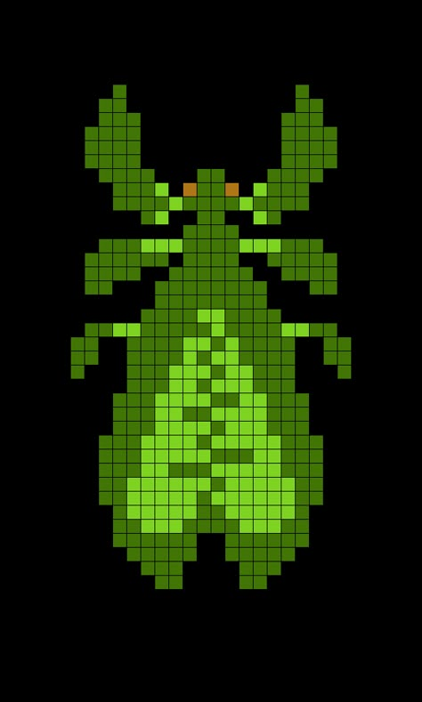 Perler Bead Insects, Bugsnax Perler Bead, Pixel Art Beetle, Insect Perler Bead Patterns, Perler Bead Leaf, Perler Bead Bugs, Bug Perler Beads, Bug Perler Bead Patterns, Bug Pixel Art