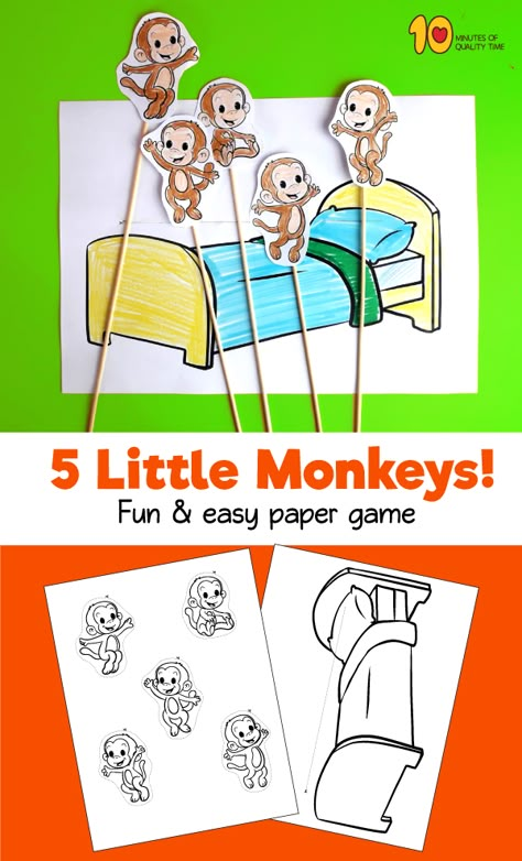 5 little monkeys printables Five Little Ducks, Nursery Rhymes Poems, 5 Little Monkeys, Monkey Games, Nursery Rhymes Activities, Monkey Crafts, Five Little Monkeys, Rhyming Activities, Daycare Activities