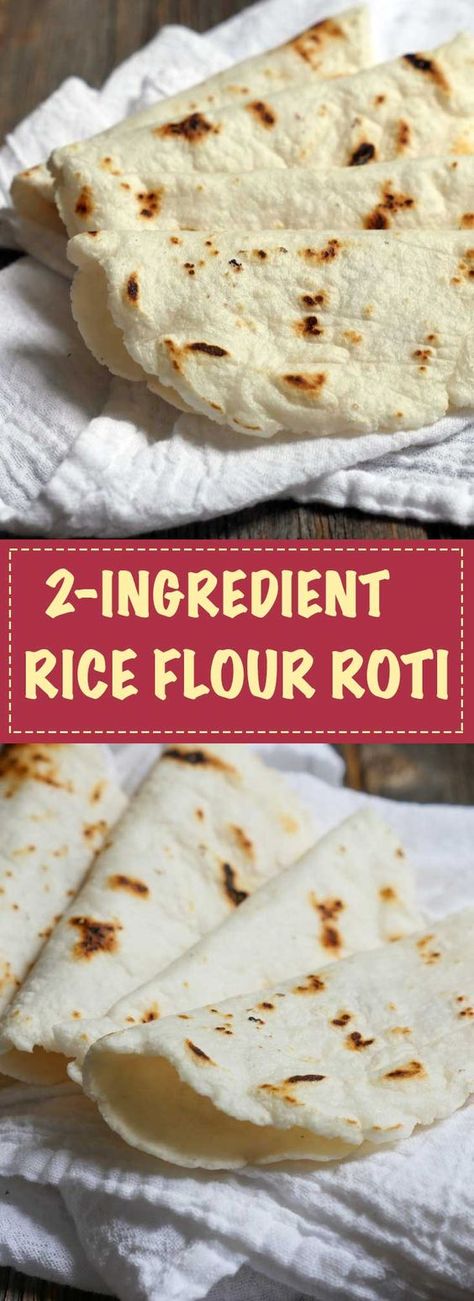 This rice flour roti/tortilla is made with just 2 ingredients: rice flour and water!! It's unbelievably simple to make! Recipe by Ashley of MyHeartBeets.com What To Make With Rice Flour, Rice Flour Tortillas, Rice Flour Roti, Fodmap Baking, Rice Flour Recipes, Glutenfri Baking, Low Carb Rice, Damien Rice, Pizza Base