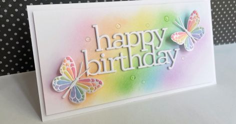 I have used the pretty new Simon Says Stamp Graceful Butterfly Embossing folder and die set from the Let's Chill release , to make a coupl... Rainbow Card, Paper Crafts Card, Designer Paper, Spring Cards, Die Cut Cards, Butterfly Cards, Handmade Birthday Cards, Simon Says Stamp, Simon Says