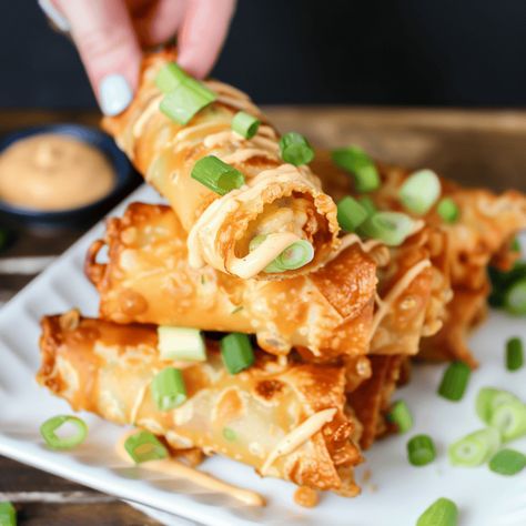 Bang Bang Shrimp Egg Rolls - Recipes, Tasks & Tools Bang Bang Shrimp Egg Rolls, Shrimp Egg Rolls, Bang Bang Shrimp, Tiktok Recipes, Egg Roll Wrappers, Egg Roll Recipes, Fried Shrimp, Pepper Jack Cheese, Egg Roll