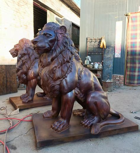 Bronze Lion Statues For Sale Bronze Lion Statue, Statue Base, Lion Statue, Statues For Sale, Victorian Decor, The Trend, Lion Sculpture, Classic Style, Lion