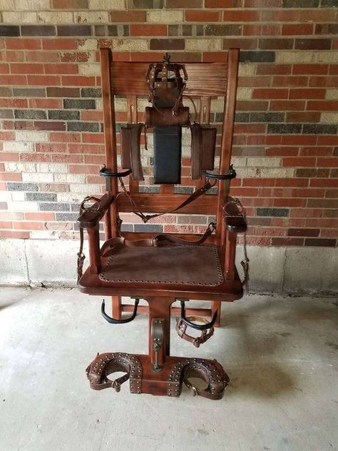 Museum Replica Florida State Electric Chairted Bundy Execution | Etsy Old Sparky, Dungeon Room, Electric Chair, Ted Bundy, Playroom Furniture, Red Rooms, Woodworking Carpentry, Teds Woodworking, Cool Chairs