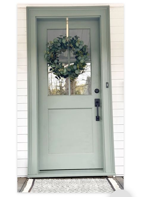 Sage Outdoor Paint, Front Door Sage Green, Light Green Front Door, Sage Front Door, Sage Green Front Door, Mint Green Door, Green Front Door, Teal Door, Shutter Colors