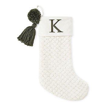 North Pole Trading Co. Oslo Ivory Knit Monogram Christmas Stocking Collection - JCPenney Monogram Christmas Stocking, Christmas Monogram, North Pole, Christmas Stocking, Christmas Stockings, Clothing And Shoes, Polyester Fabric, Stockings, Monogram