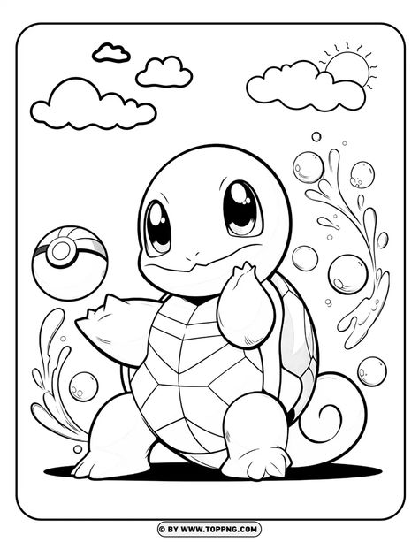 Squirtle Coloring Page, Pokemon Png, Boy Coloring, Coloring Pages For Boys, Pokemon Coloring, No Background, Free Coloring Pages, Colouring Pages, Free Coloring