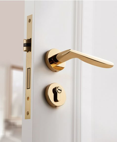 Door Handle, Door Lock Front Double Door Design, Home Front Door Design, Home Office Glass Doors, Door Locks And Handles, Front Double Door, Shaker Kitchen Doors, Modern Wood Doors, Gold Door Handles, Door Strikes