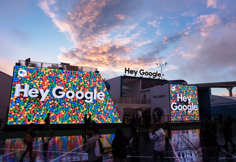 CES 2018: Inside the Playful 'Google Assistant' Takeover Number Stories, Google Event, Corporate Event Design, Google Google, Brand Activation, Meatpacking District, Drops Of Water, Event Branding, Room Display