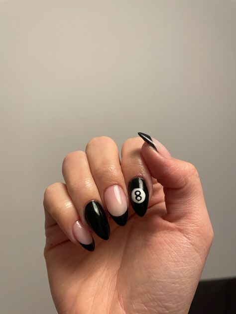 #nails #nailinspo #nailart #8ball 8 Ball Acrylic Nails, 8ball Nail Design, Billard Nails, 8 Ball Nail Art, Bowling Nails, Magic 8 Ball Nails, Pool Ball Nails, Eight Ball Nails, 8ball Nails