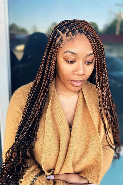 Long Dark-Rooted Warm Brown Knotless Box Braids with Wavy Ends Latest Braid Styles, Brown Box Braids, Knotless Braids Hairstyles, Brown Braids, Fall Braids, Rasta Hair, Black Box Braids, Triangle Box Braids, Colored Box Braids