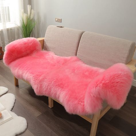 LLB Genuine Sheepskin Area Rug Wool Rug Fur Carpet Fluffy Shaggy Fur Rug for Living Room Kids Bedroom Real Sheepskin Throw Lambskin Rugs Sofa Mat Chair Seat Covers (Pink, 2 x 6 ft Sheepskin) As an Amazon Associate I earn from qualifying purchases. Cheap Couch Covers, Carpet Fluffy, Chair Seat Covers, Lambskin Rug, Fur Carpet, Sheepskin Throw, Seat Covers For Chairs, Fur Rug, Pink Home Decor