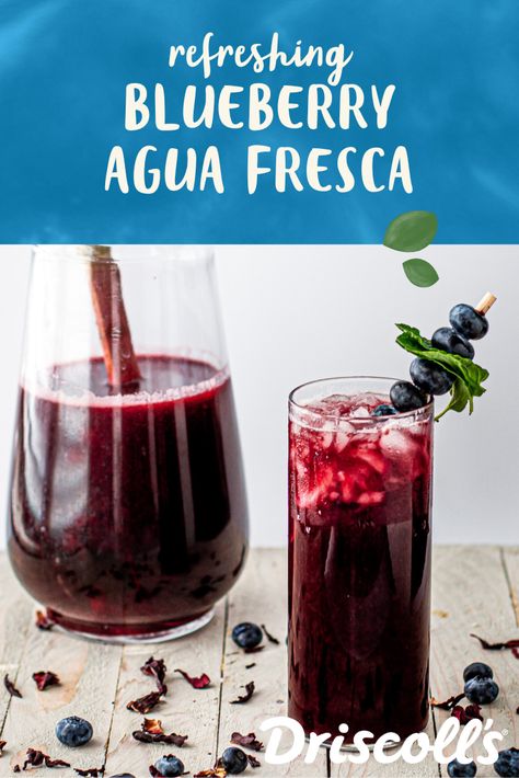 Chipotle Agua Fresca Recipe, Hibiscus Aqua Fresca, Aqua Frescas, Hibiscus Agua Fresca, Aqua Fresca Recipes, Fresca Recipes, Fresca Drinks, Aqua Fresca, Blueberry Water