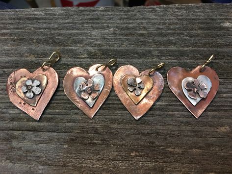 Cold Connection Jewelry Ideas, Cold Connection Jewelry, Riveted Jewelry, Rivet Jewelry, Cold Connections, Diy Jewelry Pendants, Sonoma County California, Heart Jewellery, Copper Jewellery