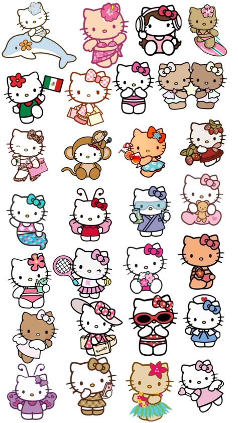 Cute Stickers Sheet Printable, Vintage Hello Kitty Stickers, Hello Kitty Scrapbook Ideas, Hello Kitty Stickers Printable, Sanrio Stickers Printable, Print Out Stickers, Sanrio Sticker Sheet, Hello Kitty Eating, Sticker Hello Kitty