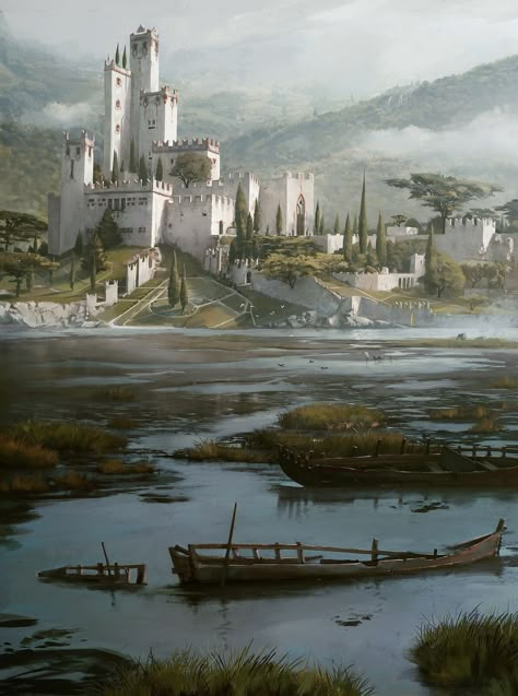 Castle Art, Location Inspiration, Landscape Concept, Fantasy City, Fantasy Castle, Biome, Fantasy Setting, Fantasy Places, A Castle