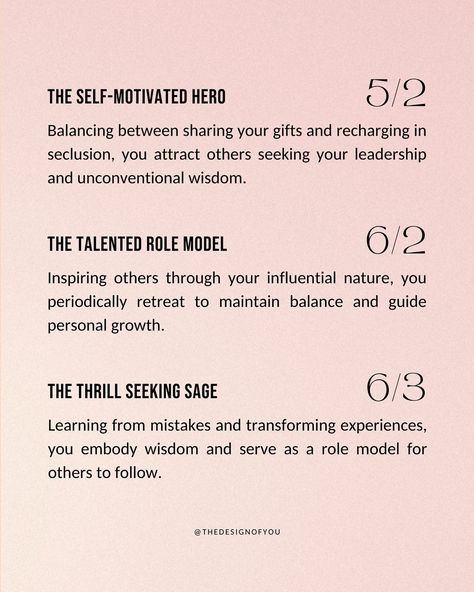 Let’s dive into the Profiles in Human Design! Your Profile in Human Design is your personality archetype and the role you are meant to play in this lifetime✨ Understanding your profile provides you with valuable insights into your unique qualities and life path! There are 12 unique profile combinations made from 6 numbers that are called lines in HD! If you don’t know your profile, comment MYCHART and I will send you the link to look up your chart on my website! Swipe to learn more about... Human Design 3/5 Profile, Human Design 2/4 Profile, Human Design Gates And Channels, Gate 44 Human Design, Life Path 6, Personality Archetypes, Human Design Manifesting Generator 5/1, Human Design System, Energy Healing Spirituality