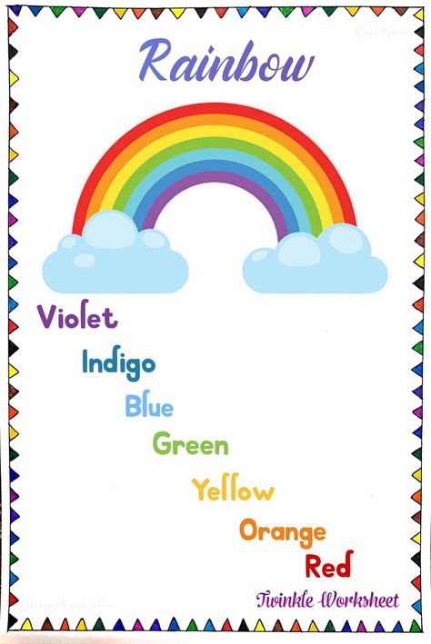 Colouration of rainbow Rainbow Chart For Preschool, Rainbow Poems For Kids, Coloring Names, Rainbow Worksheet, Colours Name For Kids, Preschool Rhymes, Phonics Reading Activities, Kids Learning Alphabet, English Poems For Kids