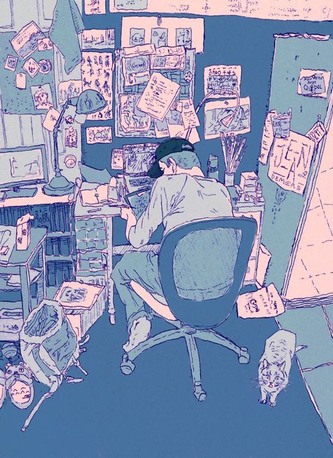 Messy desk Perspective Sketches, Tumblr Website, Artist Desk, Messy Desk, Bedroom Drawing, Aesthetic Collection, Messy Art, Drawing Wallpaper, Messy Room