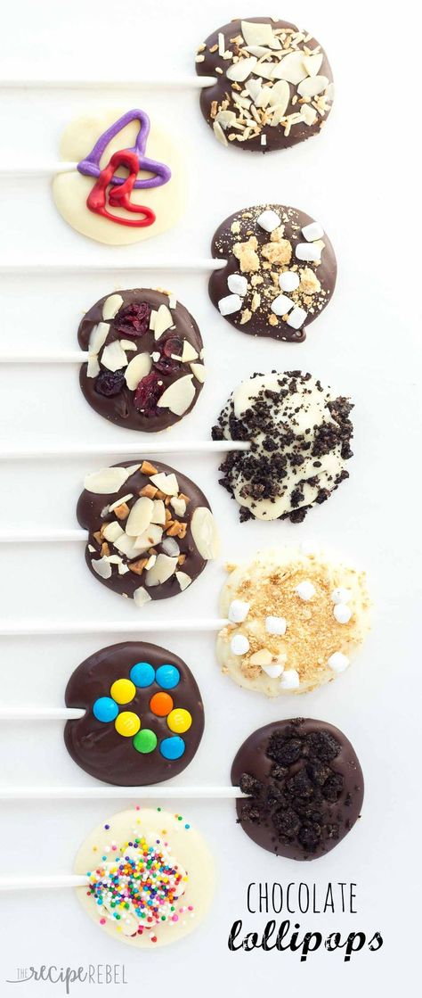 Chocolate Lollipops recipe Chocolate Lollipops Ideas, Lollipops Recipe, Homemade Lollipops, Homemade Chocolates, Lollipop Recipe, Easy Treats To Make, Valentine's Day Chocolate, Chocolate Lollies, Easy Treat