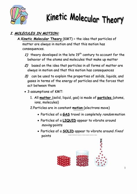 Kinetic Molecular Theory, Main Idea Lessons, Particles Of Matter, Kinetic Theory, Text Features Worksheet, Main Idea Worksheet, Writing A Thesis Statement, High School Chemistry, Systems Of Equations