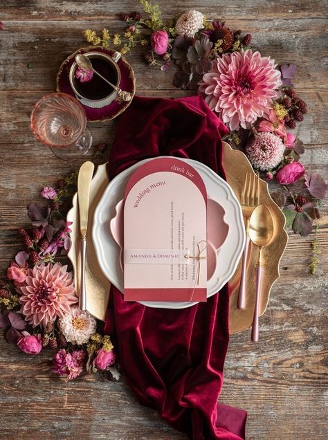 Dramatic Wedding, Table Wear, Jewel Tone Wedding, Wedding Inspired, Fruit Flowers, Workshop Ideas, Moody Wedding, Wedding Styling, Menu Ideas