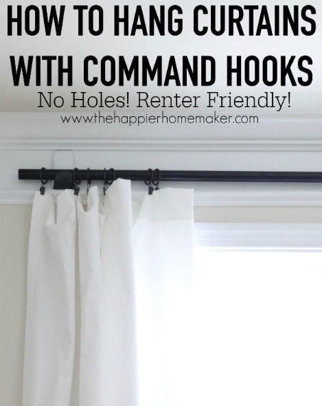 Command Hook Curtain Tip- Command Hooks can be amazing home organization tools if used the right way! For some great inspiration, check out these 10 amazing Command Hook hacks! | organizing tips, organization hacks, pantry organization, bathroom organization, kitchen organization, organize your home, #organizing #homeOrganization #ACultivatedNest Command Hooks Curtains, Curtains Without Holes, Hang Curtains, Apartment Hacks, Command Hooks, Home Remodel, Boho Farmhouse, Farmhouse Decor Living Room, Mason Jar Diy