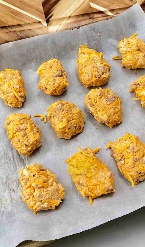 3-Ingredient Chicken Nuggets: Quick, Easy, & Delicious Cheesy Chicken Nuggets Recipe, Chicken Nuggets Made From Canned Chicken, No Carb Chicken Nuggets, Chicken Egg Cheese Nuggets, Boneless Chicken Nuggets, Canned Chicken Egg Cheese Nuggets, Bariatric Chicken Nuggets, Homemade Chicken Nuggets Canned Chicken, Rotisserie Chicken Nuggets