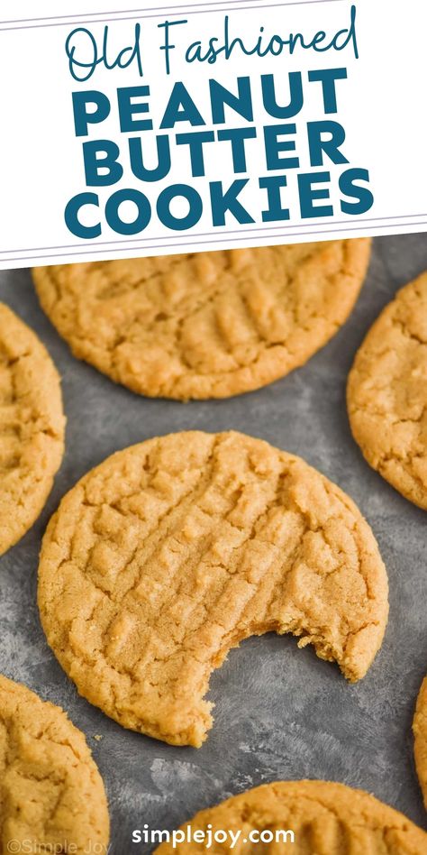 This old fashioned Peanut Butter Cookie recipe creates cookies that are slightly crisp on the outside, chewy and soft on the inside, and have the best peanut butter flavor. Easy Chewy Peanut Butter Cookies, Soft Peanut Butter Cookies Chewy, Simple Peanut Butter Cookie Recipe, Kraft Peanut Butter Cookies, Simple Peanut Butter Cookies, Peanut Butter Cookies Soft, Best Peanut Butter Cookie Recipe, Old Fashioned Peanut Butter Cookies, Peanut Butter Cookie Recipe Soft