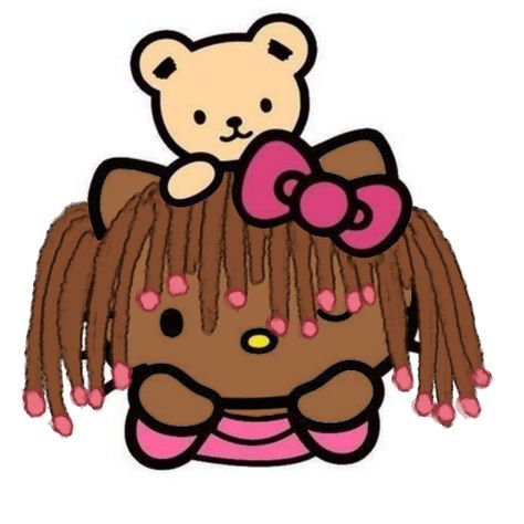 Hello Kitty With Locs, Afro Kitty, Brown Hello Kitty, Drawing Hello Kitty, Girl With Locs, Art Hello Kitty, Black Hello Kitty, Cartoon Hello Kitty, Pink Wallpaper Hello Kitty