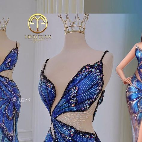 Butterfly Dress Design, Formal Dresses Curvy, Blue Butterfly Dress, Matric Dress, Dress Butterfly, Dreamy Gowns, Butterfly Costume, Butterfly Fashion, Bridal Dress Fashion