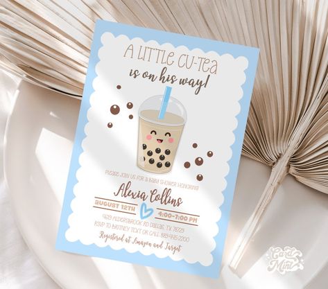 Bubble Tea Party, Tea Party Baby Shower Invitations, Boba Milk Tea, Boba Milk, Baby Shower Tea, Chocolate Bar Wrappers, Food Tent, 12th Birthday, Bar Wrappers